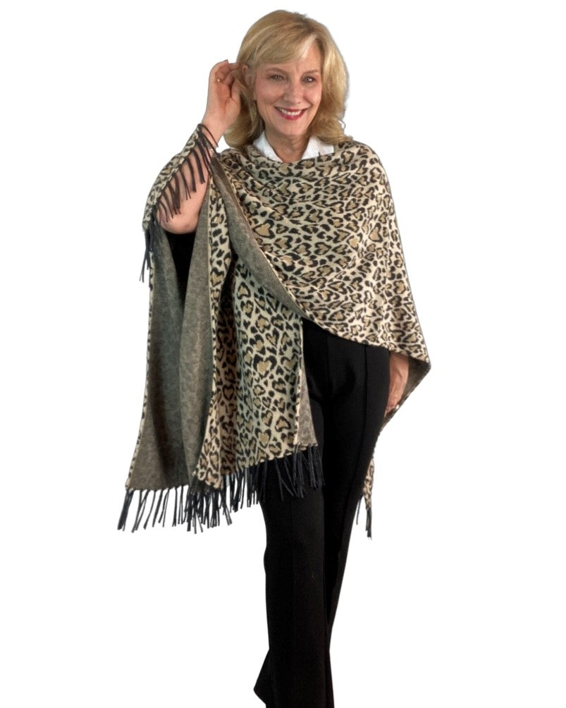 Heart Shawl Wrap – Leopard