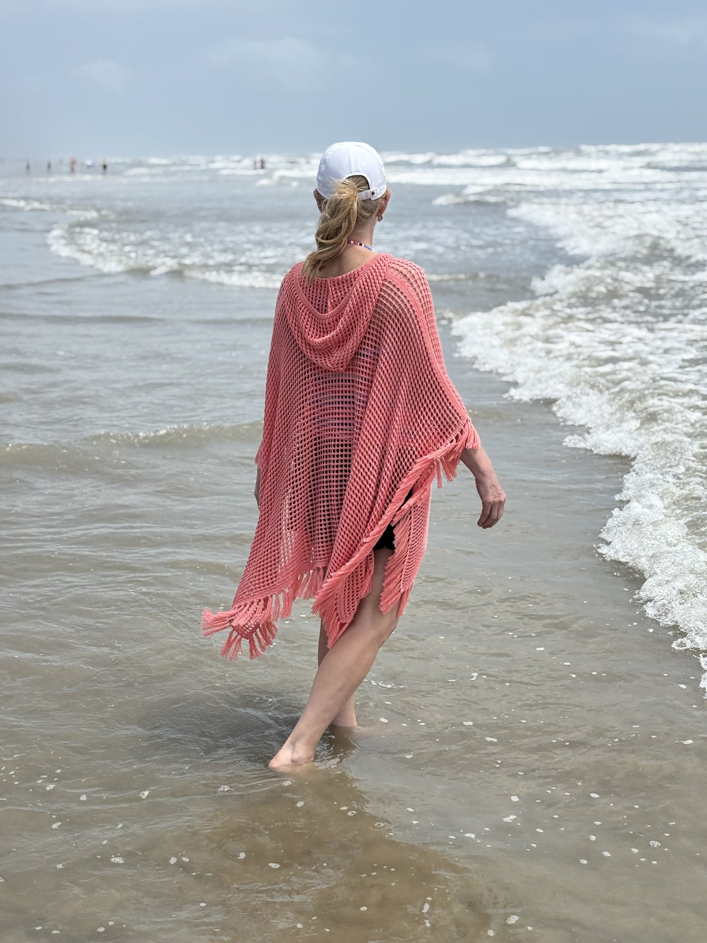 Malibu Beach Poncho-Coral