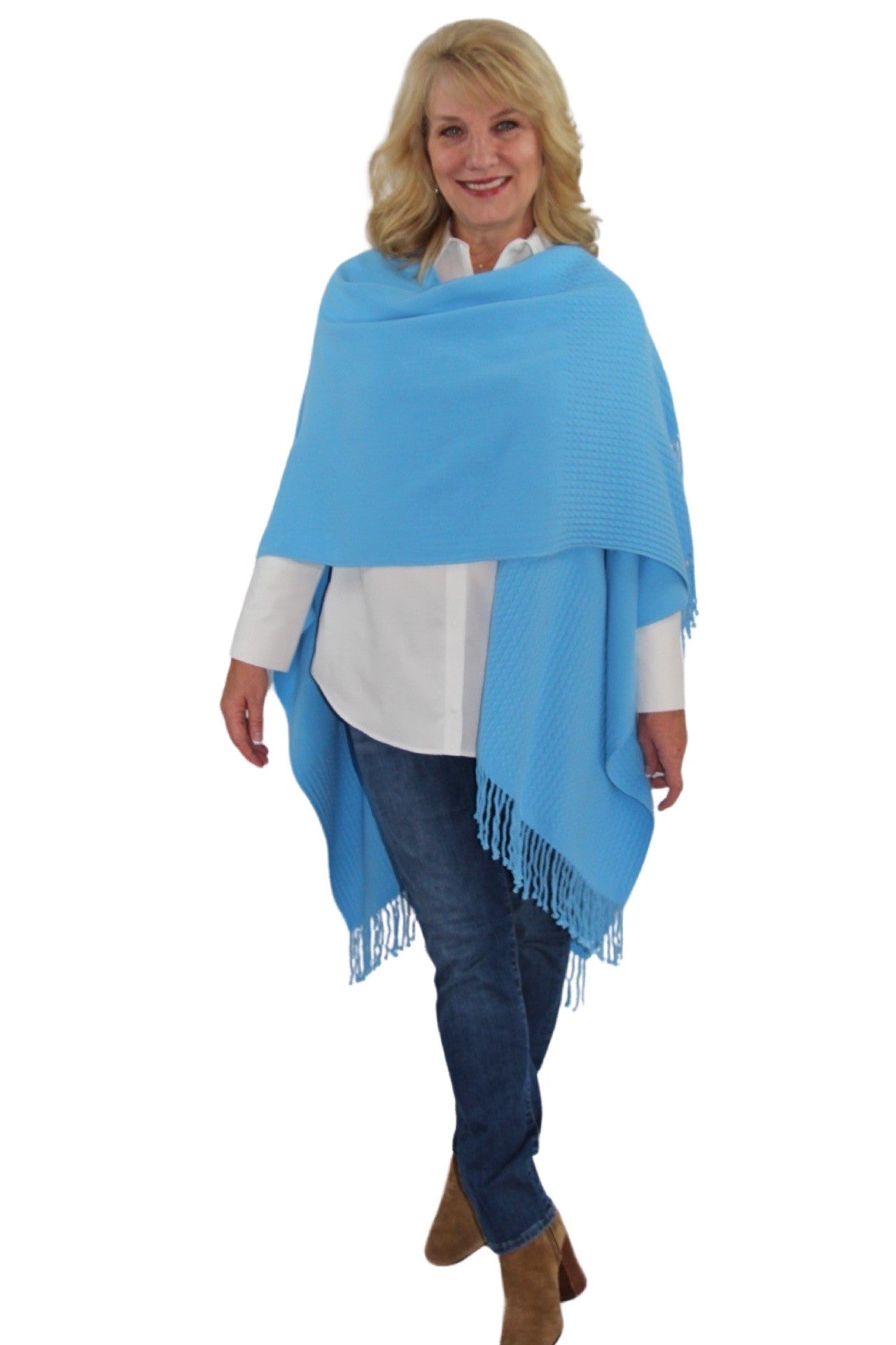 Signature Line Shawl Wrap - Bahama Blue