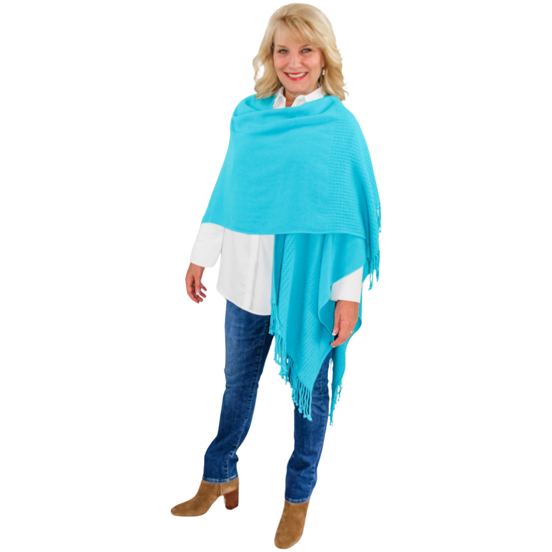 Signature Line Shawl Wrap - Turquoise