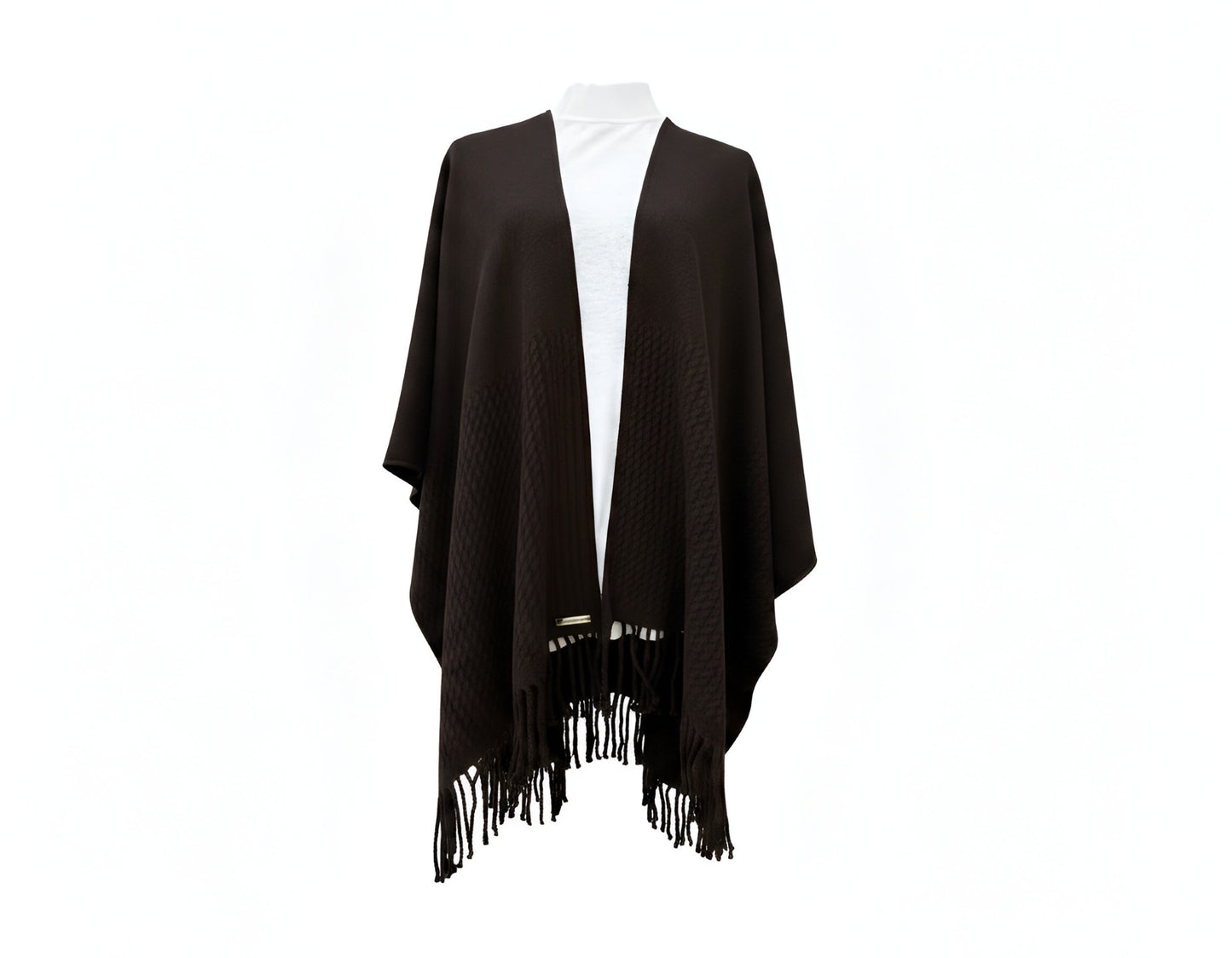 Signature Line Shawl Wrap - Black