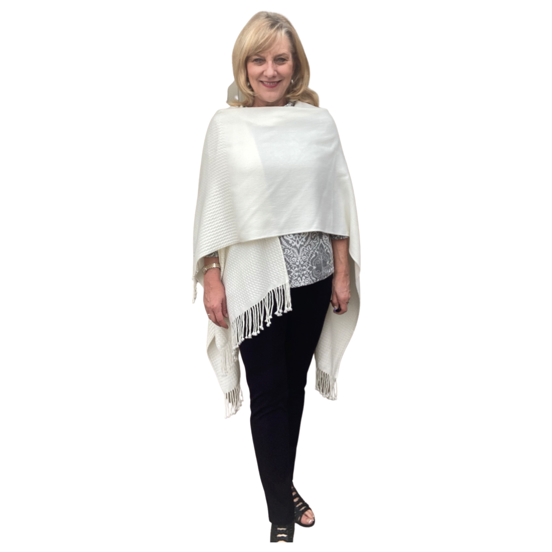 Signature Line Shawl Wrap - Winter White