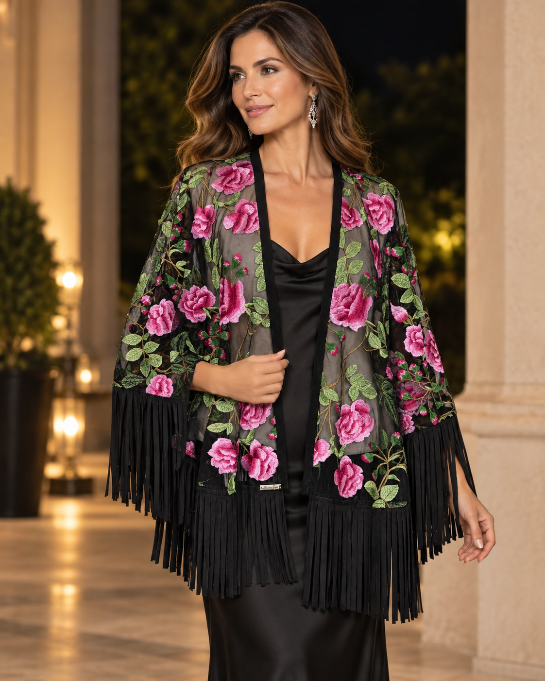 Floral Pink Rose Shawl Wrap