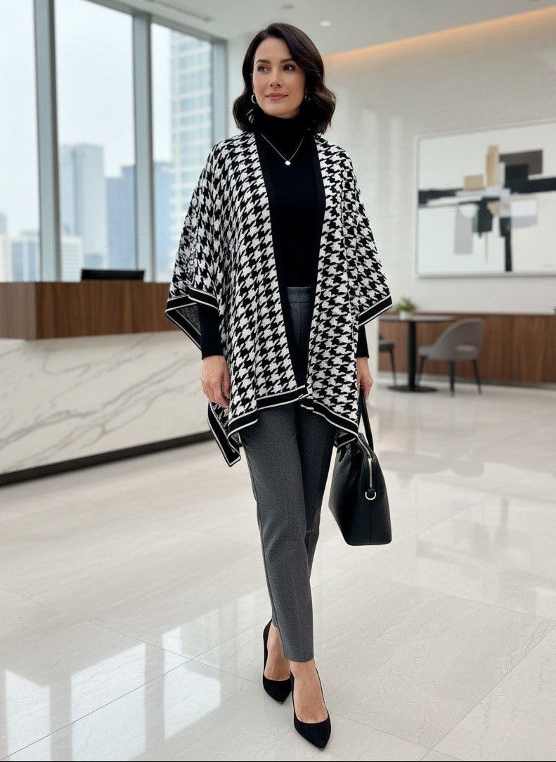 Houndstooth Shawl Wrap