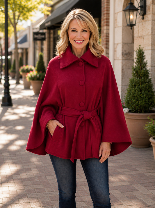 Nicole Cape Coat - Red