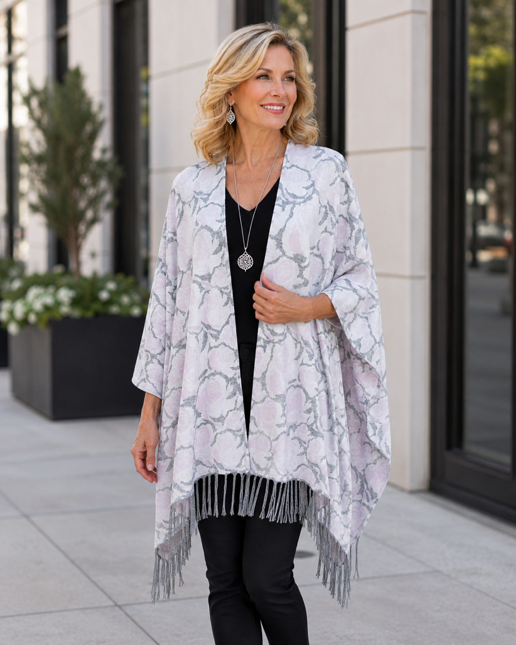 Pink Rose Shawl Wrap