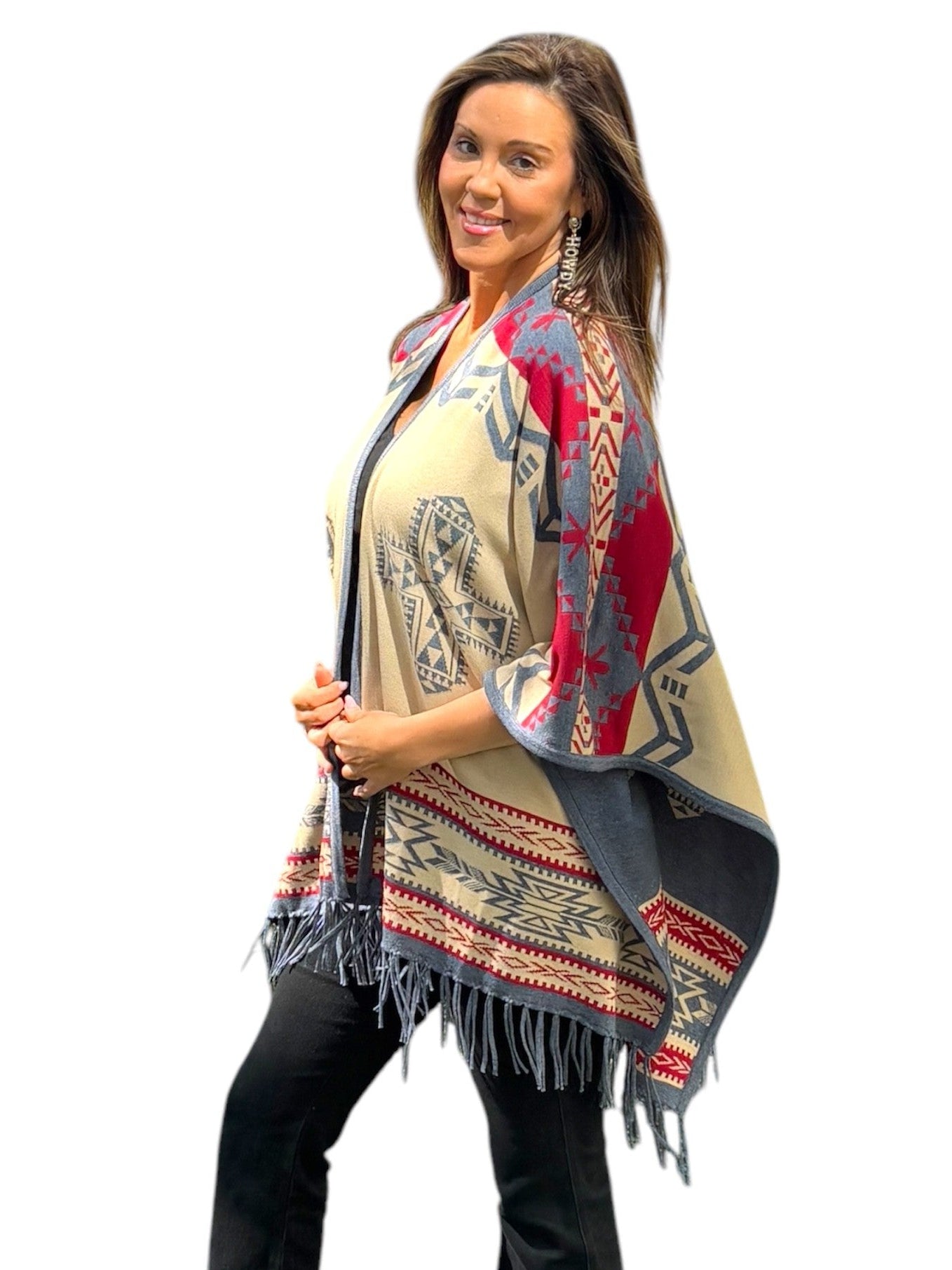 Southwest Reversible Shawl Wrap -Blue Jean – ShannieGirl