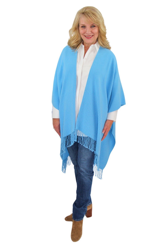 Signature Line Shawl Wrap - Bahama Blue