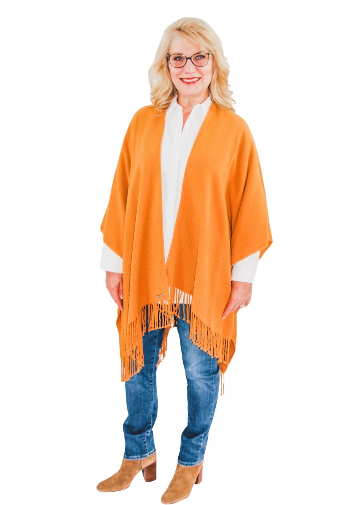 Signature Line Shawl Wrap - Mustard