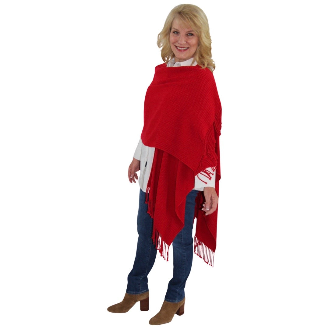 Signature Line Shawl Wrap - Red