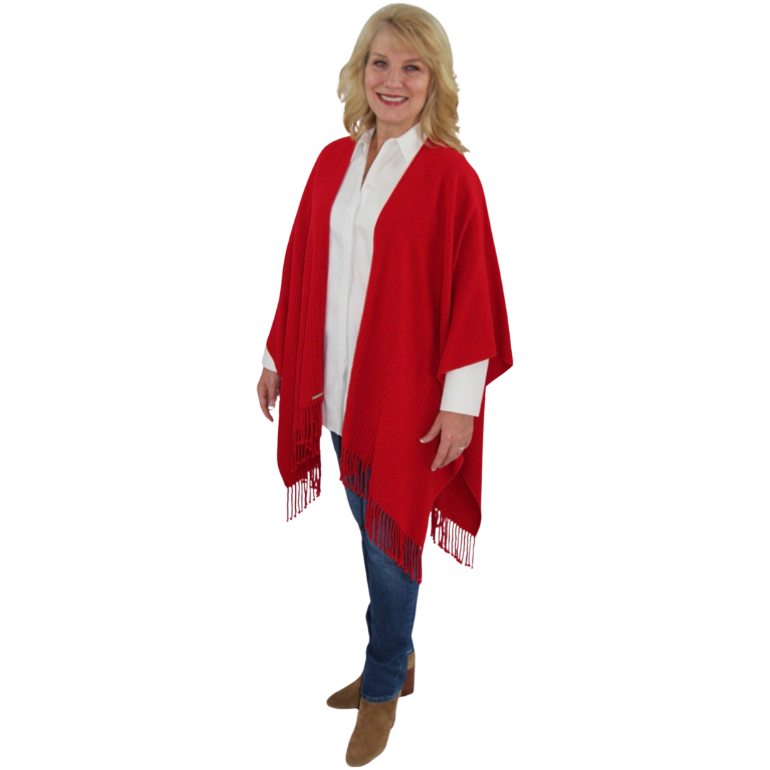 Signature Line Shawl Wrap - Red