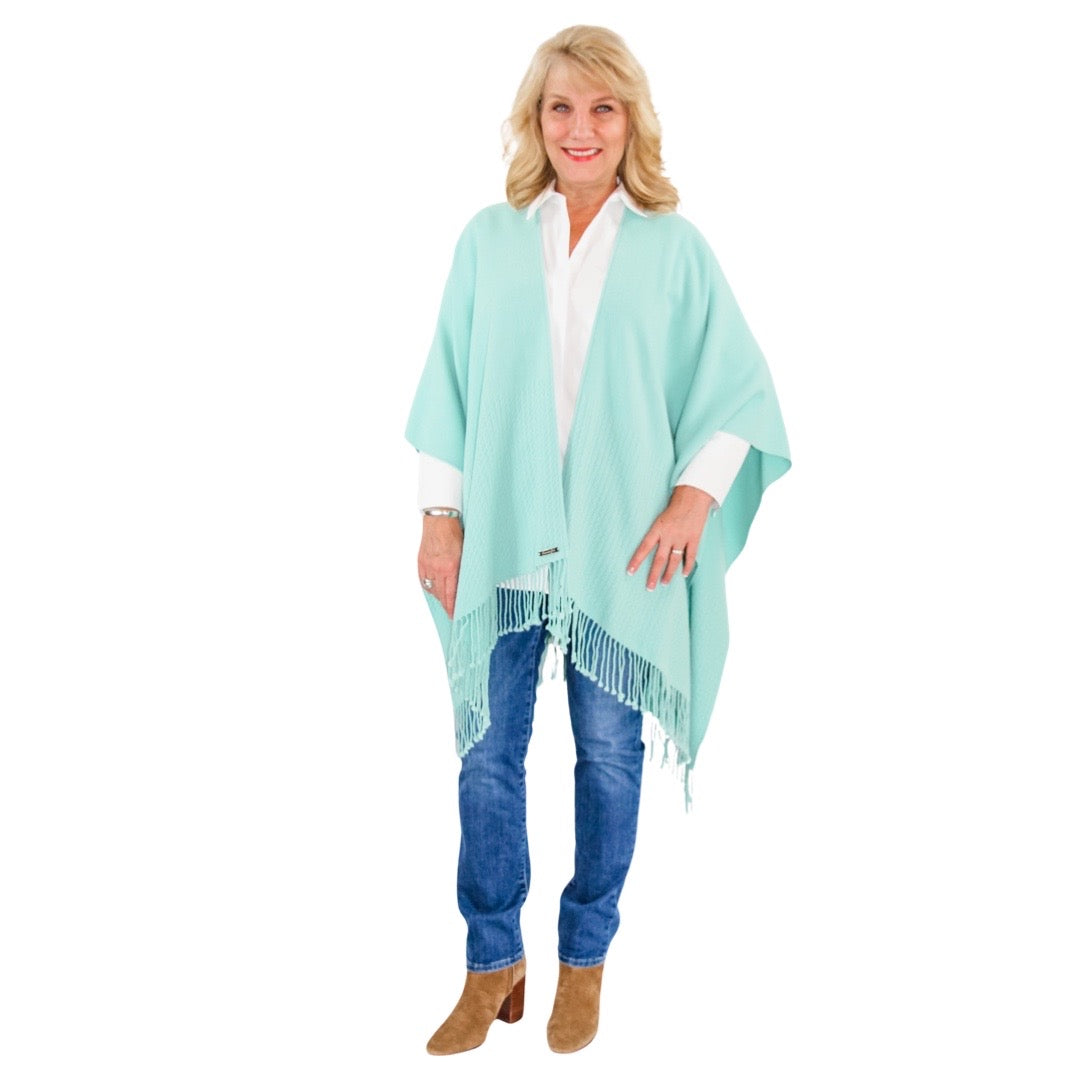 Signature Line Shawl Wrap -  Seafoam