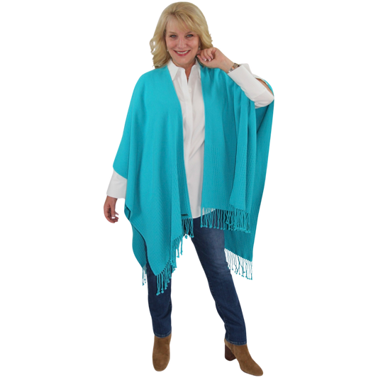 Signature Line Shawl Wrap - Turquoise