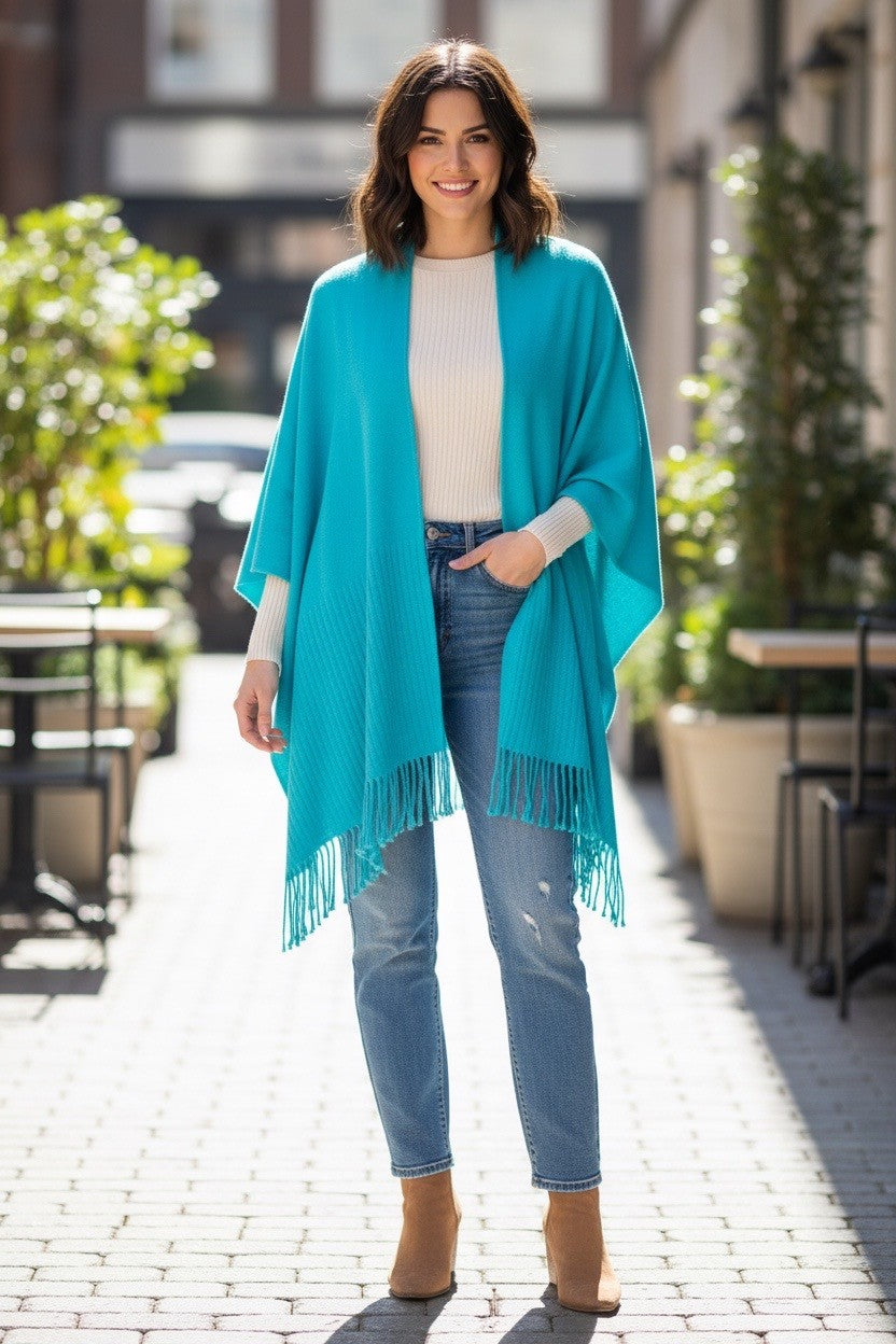 Signature Line Shawl Wrap - Turquoise