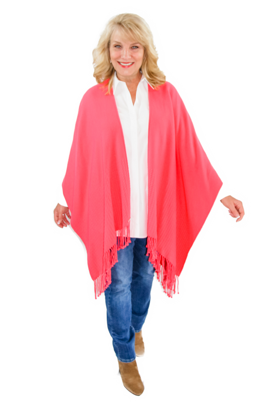 Signature Line Shawl Wrap - Hibiscus