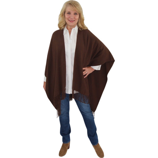 Signature Line Shawl Wrap - Brown